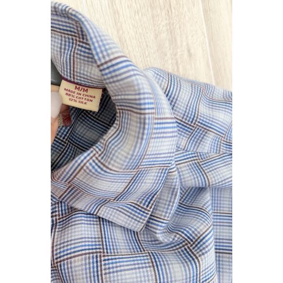 Tommy Bahama Shirt Men's Medium Geometric Collared Silk Cotton Blend Button Up - Picture 4 of 10
